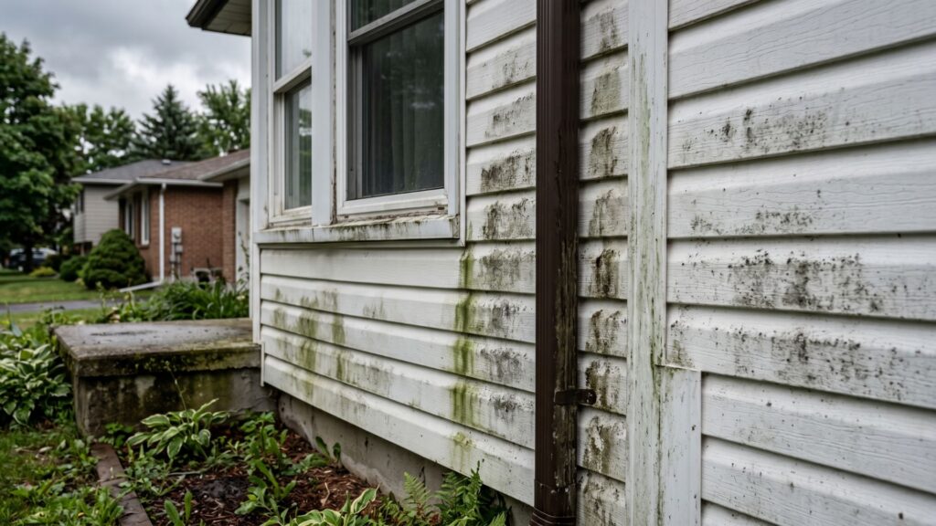 Ottawa home siding with mold and algae stains