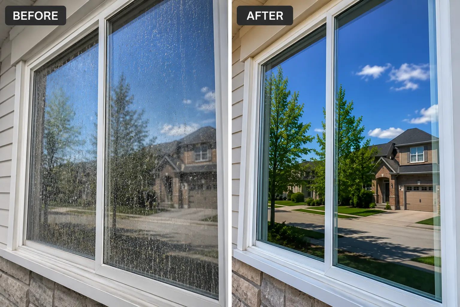 Before and after Windowns Cleaning in Kanata