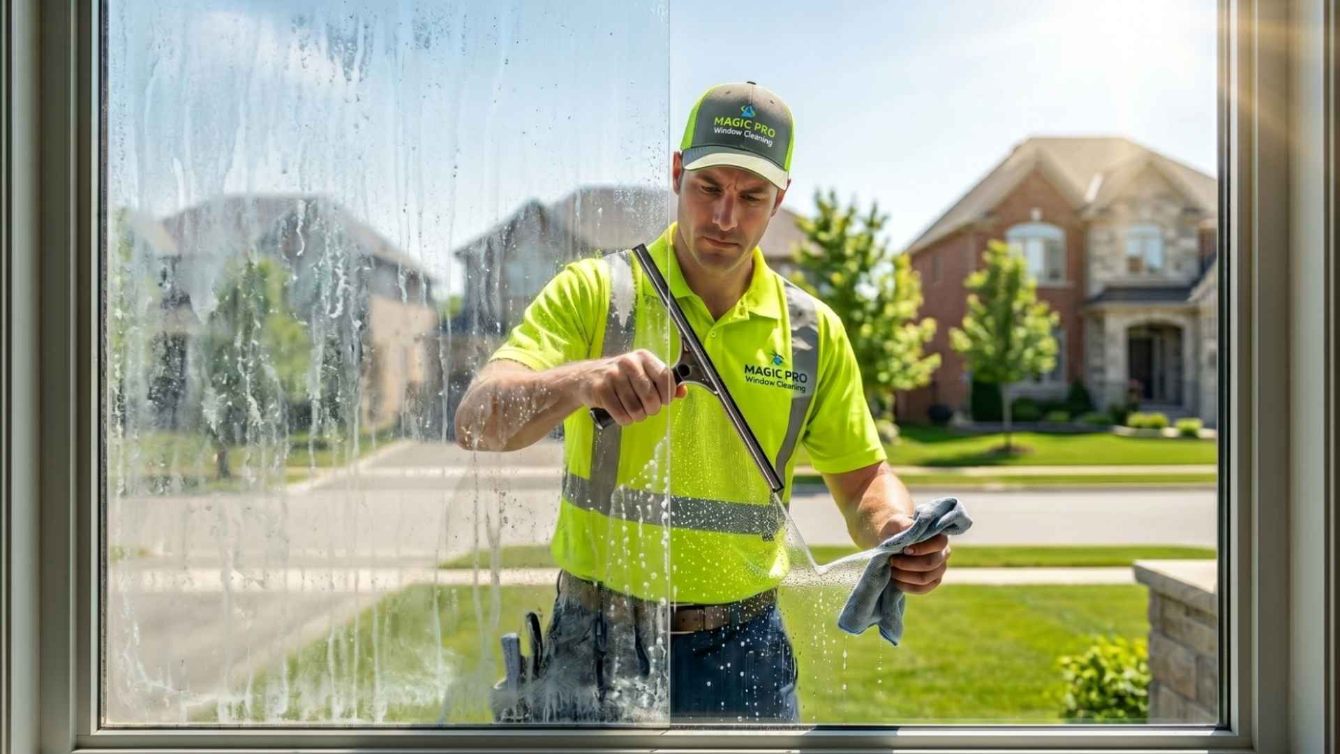 remove hard water stains from windows