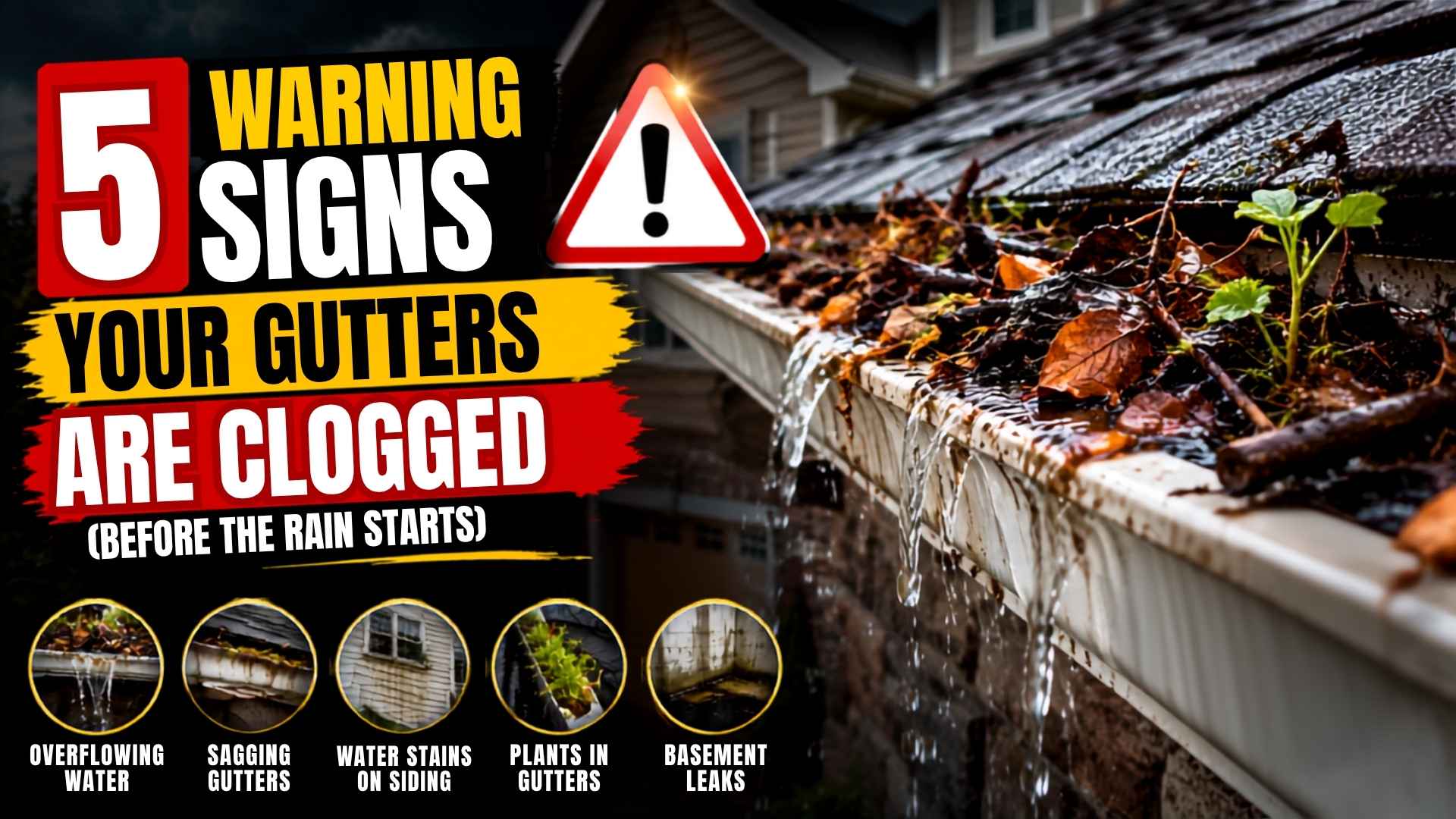 signs of clogged gutters